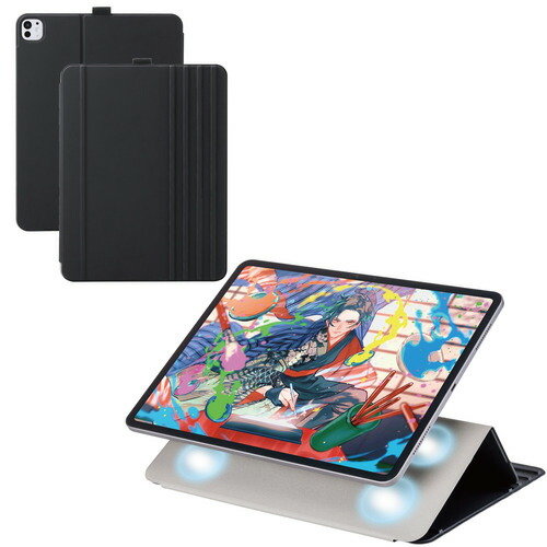 エレコム TB-A25PLWVDBK iPad Pro ケース 13インチ ( M4 ) マグネット着脱フラップ カバー 8段階角度調節 スタンド ブラック