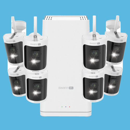 SWANN SWNVW-AS4K128SD8CAM-JP WIFI防犯カメラ AllSecure4K カメラ8台セット 配線工事不要 IP66警報&ライト搭載 ホワイト