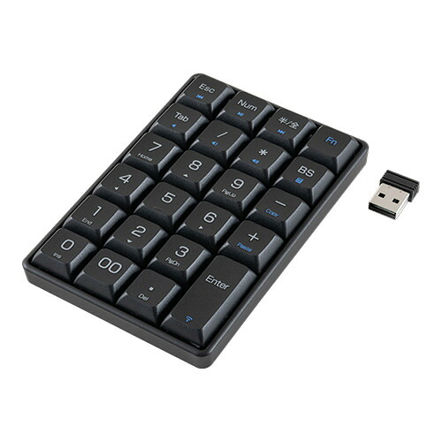 ナカバヤシ TEN24G04BK ワイヤレステンキーパッド ショートカット機能搭載 バッテリー充電式 ブラック