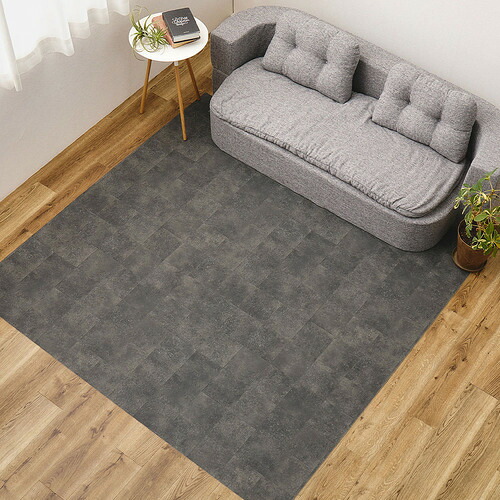 萩原 ペット対応 クッションフロア ラグ 約182×220cm クレイブロック|イーウェルネス店