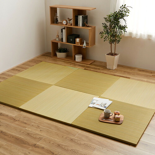 萩原 【6枚組】置き畳 綾川 約82&times;82&times;2.5cm イエロー｜イーウェルネス店