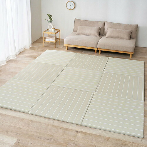 萩原 【9枚組】い草風置き畳 コトリナ 約82&times;82&times;2.5cm ベージュ｜イーウェルネス店