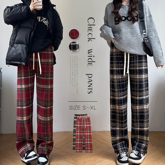 楽天市場】送料無料 パンツ レディース きれいめ チェック 春 秋 冬