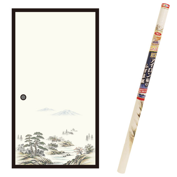 襖紙 EXアイロン貼りふすま紙 1枚入 山水 ×4本 幅95cm×長さ180cm No.001 アサヒペン ふすま紙 アイロン ふすま 襖張り替え 襖紙 和モダン 襖紙 おしゃれ