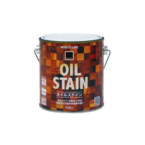 WOOD LOVE オイルステイン 750ml ×6缶 Sエボニーブラック ニッペ ウッドステイン ステイン塗料 油性 ステイン 木材塗料 油性塗料 家具
