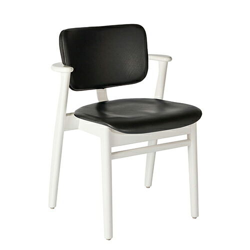 artek(アルテック)アームチェア DOMUS CHAIR(ドムスチェア) ホワイト×革ブラック(背面・座面)【受注品】|YAMAGIWA