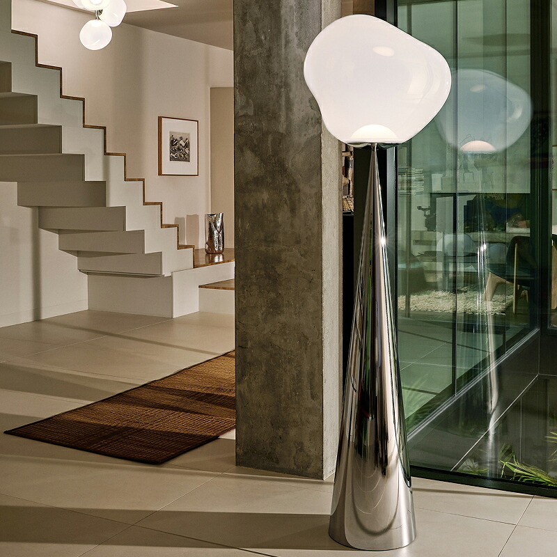 Tom Dixon（トム・ディクソン）フロア照明 MELT CONE FAT FLOOR SILVER（メルト コーンファット）シルバー / オパール