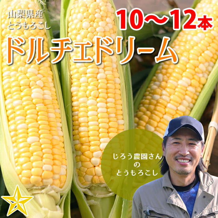 とうもろこし ドルチェドリーム 10～12本 じろう農園 スイートコーン 糖度15度以上 山梨県 市川三郷町産 農家直送