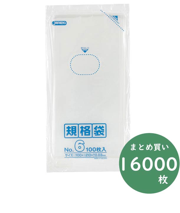 ジャパックス 業務用 規格袋シリーズ K-06 透明 100枚×10冊×16箱 厚み0.030mm 業務用|湯浅紙店