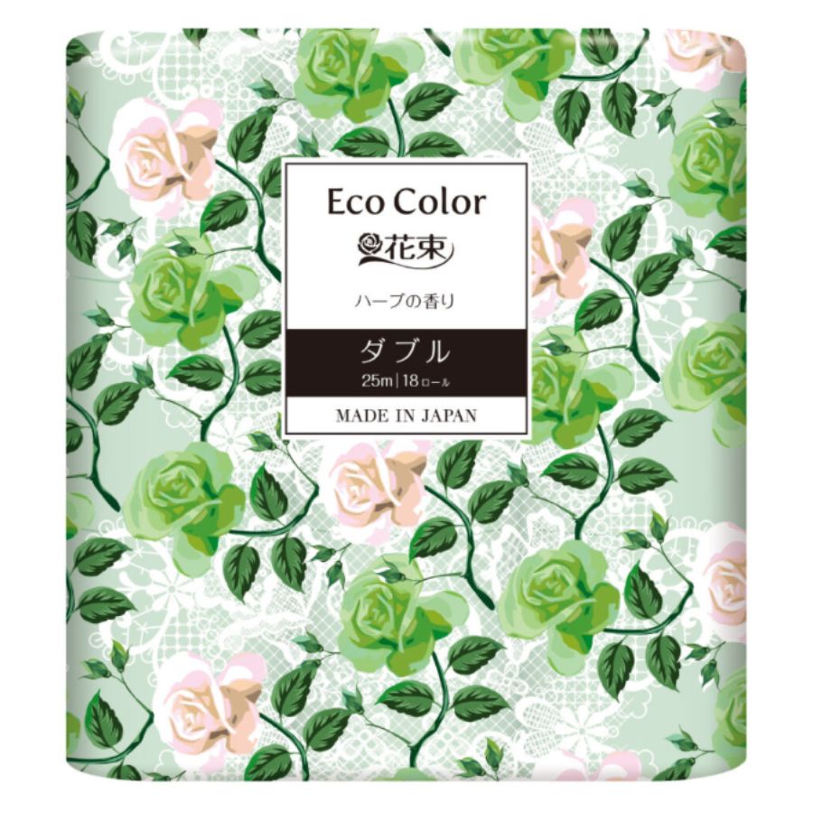 エコカラー花束グリーン 18ロール×6パック ダブル 丸富製紙