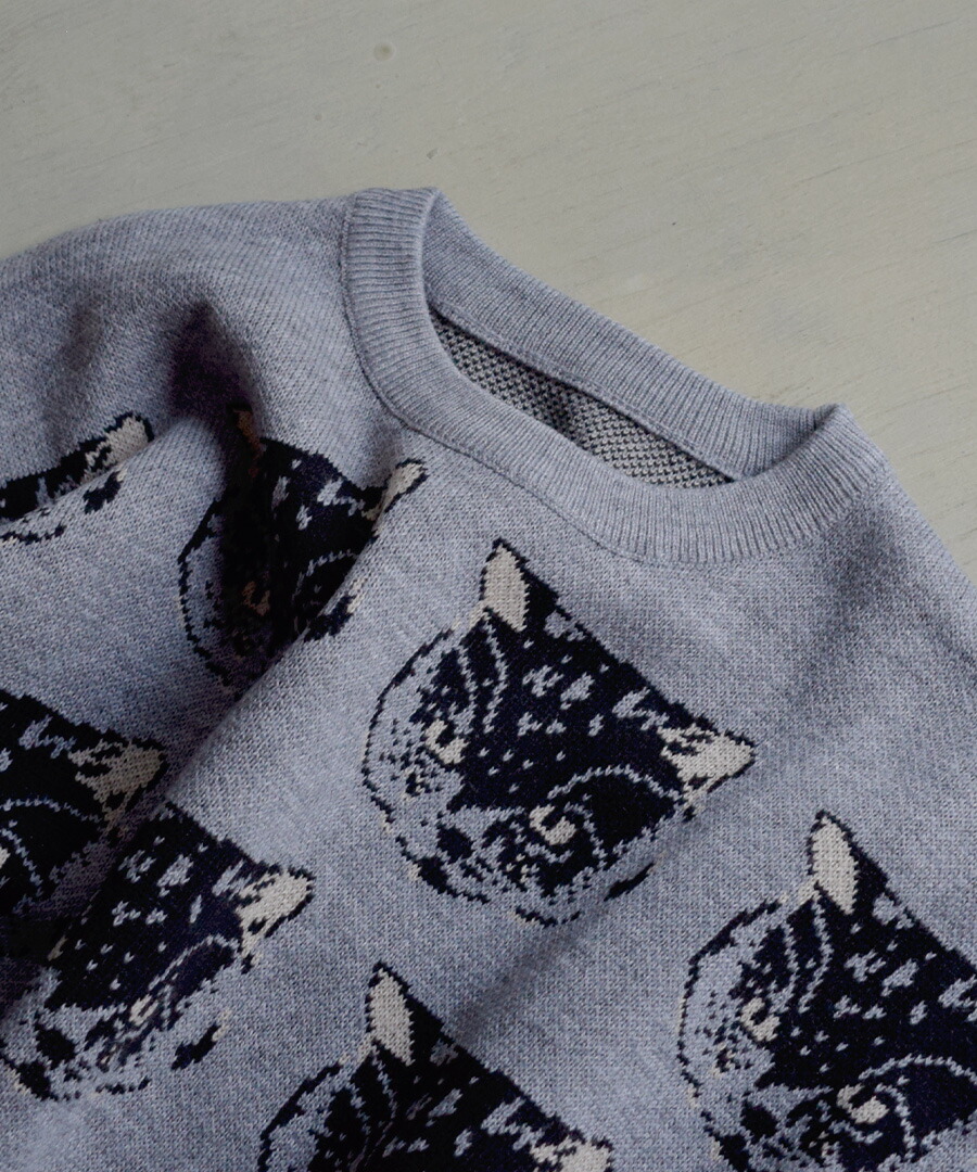 トクコ プルミエヴォル 薄手 ニット セーター チュニック 猫 アニマル柄 M トクコ プルミエヴォル 薄手 ニット セーター チュニック 猫