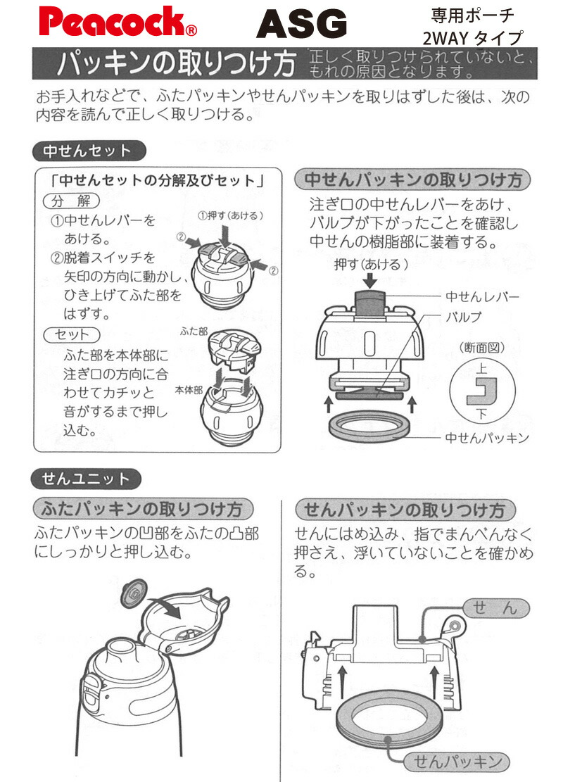 楽天市場 メール便可 水筒部品 2way ステンレスボトル Asg用ふたパッキン Asg Ftp ピーコック魔法瓶工業 交換パッキン ｅ雑貨屋楽天市場店