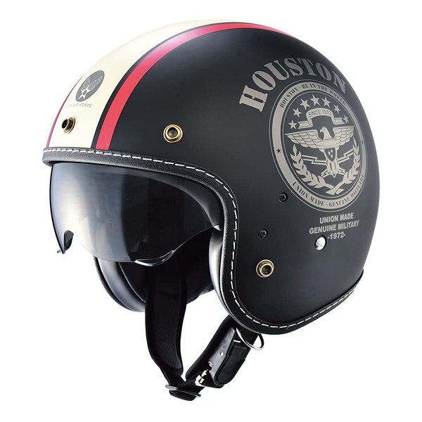 【20日は24時間限定クーポン配布】HOUSTON ヒューストン インナーバイザーヘルメット ブラック/アイボリー/レッド フリー 57-59cm HTVH2021BIRF (2513004) 代引不可 送料無料