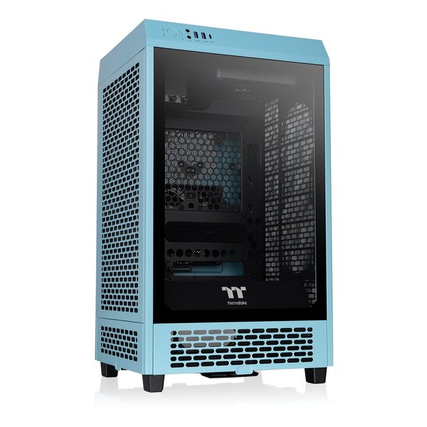 【25日は24時間限定クーポン配布】thermaltake サーマルテイクThe Tower 200 Turquoise MiniITXケース ターコイズ CA-1X9-00SBWN-00(2578543)代引不可 送料無料｜KLAXON