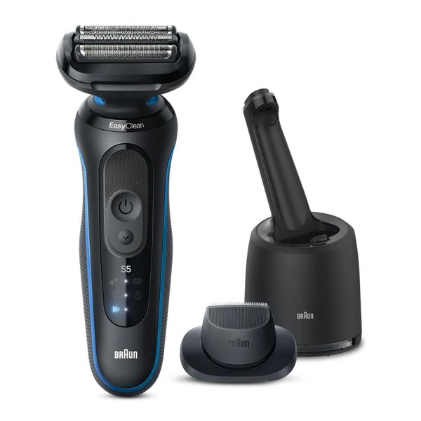 【20日は24時間限定クーポン配布】BRAUN ブラウンメンズシェーバー 密着シリーズ5 充電式 3枚刃 洗浄機付きモデル ブルー 52-B7200cc(2608844)送料無料|KLAXON
