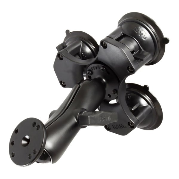 【20日は24時間限定クーポン配布】RAM MOUNTS ラムマウント AMPSラウンドベース＆トリプルサクションベース 標準アーム 1.5インチボール RAP-365-101U (2635499) 代引不可 送料無料