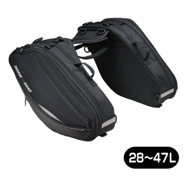 【15日は24時間限定クーポン配布】ROUGH&ROAD ラフアンドロード R&R バリアブルテールフィンサイドバッグ BK RR9116BK (2529611) 代引不可 送料無料