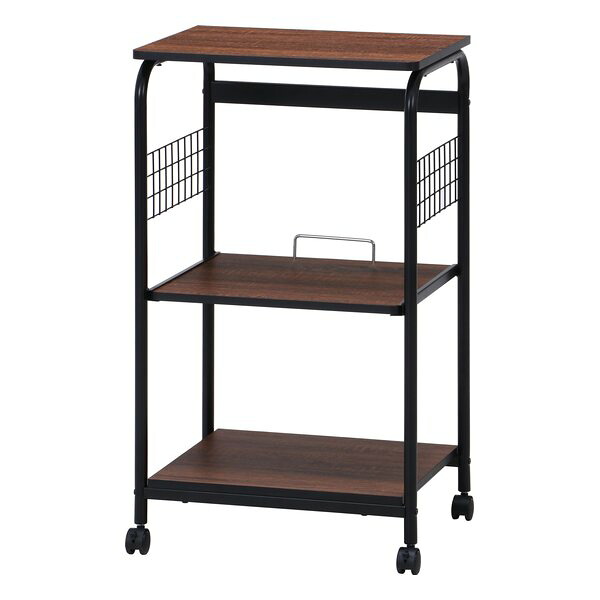 【20日は24時間限定クーポン配布】不二貿易 フジボウエキ レンジワゴン 幅51.5cm ブラック/ブラウン FBC-03-2BK/BR (2542754) 代引不可