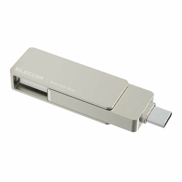 【15日は24時間限定クーポン配布】ELECOM エレコム ポータブルSSD/USB3.2 Gen2 /Type-C＆Type-A/回転式 ESD-EPA0250GSV (2613523) 送料無料