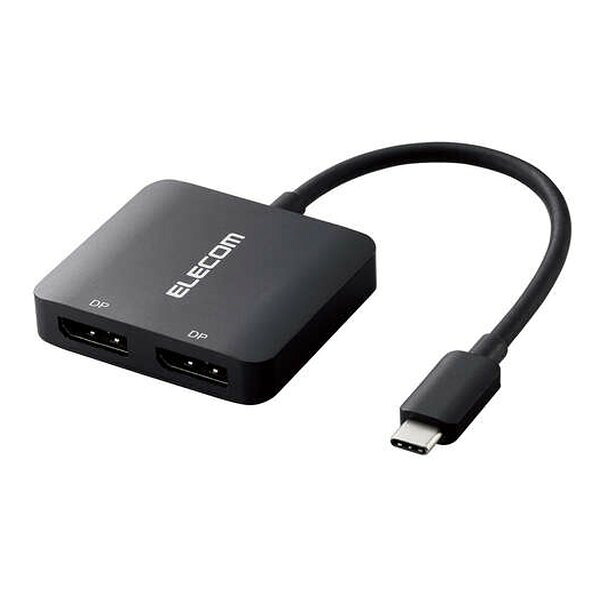 【15日は24時間限定クーポン配布】ELECOM エレコム USB Type-C - DisplayPort変換アダプター 2ポート/ケーブル12cm/ブラック AD-CDP2BK2 (2637813) 送料無料