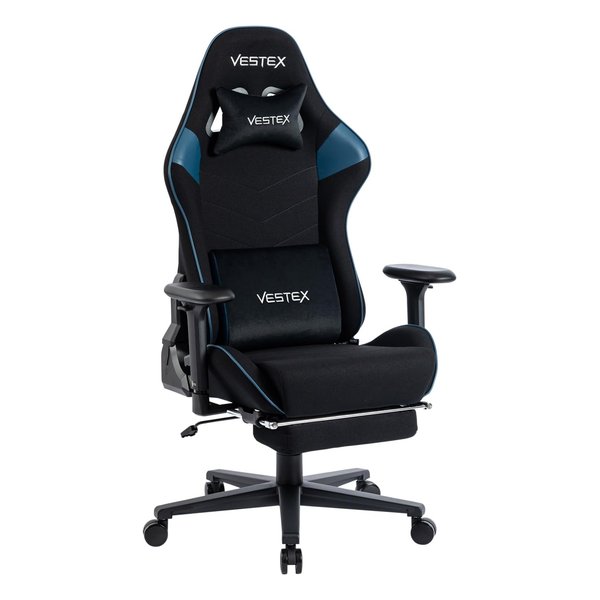 【20日は24時間限定クーポン配布】VESTEX（ベステックス）S2 高撥水メッシュファブリック フットレスト付き ゲーミングチェア ブルー VES-S2FTBL(2644267)送料無料｜e-zoa SHOP