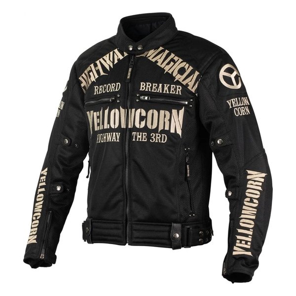 YB4109 BK/GM Lサイズ メッシュジャケット、チタンプレート仕様 YB-4109 MESH JACKET 【BLACK/GUNMETAL】 - YELLOW CORN