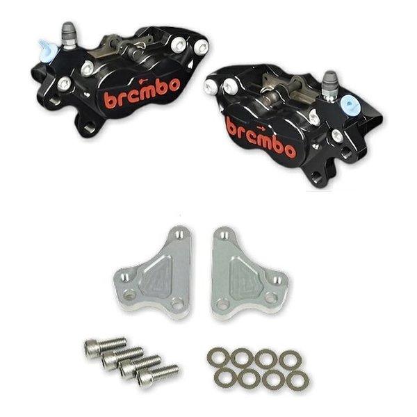 【10日は24時間限定クーポン配布】ROUGH&ROAD ラフアンドロード WORKS QUALITY brembo40ミリキャリパーサポート・キャリパーセット 左右/黒/赤ロゴ WQ28-10027SV (2646352) 代引不可 送料無料