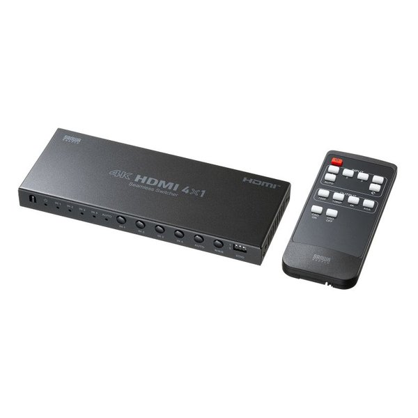 【15日は24時間限定クーポン配布】SANWA SUPPLY サンワサプライ 4入力1出力HDMI切替器（4K対応/シームレス切替/リモコン付き） SW-UHD41RSL (2663651) 代引不可 送料無料 11,291円