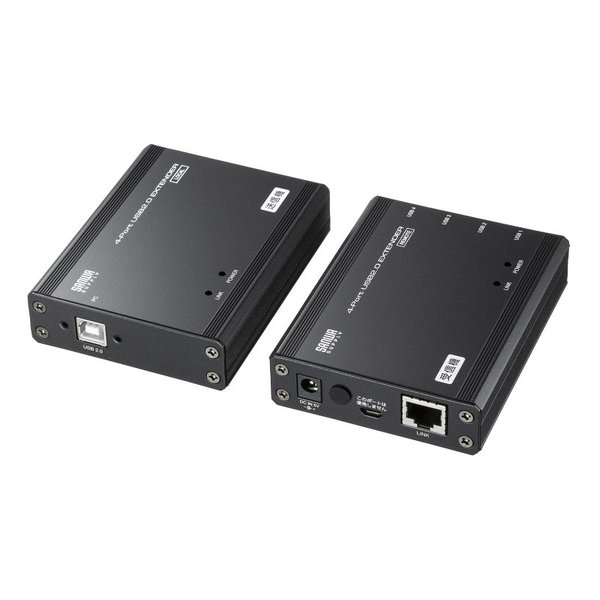 【15日は24時間限定クーポン配布】SANWA SUPPLY サンワサプライ USB2.0エクステンダー 100m延長、4ポート USB-EXSET4 (2663658) 代引不可 送料無料