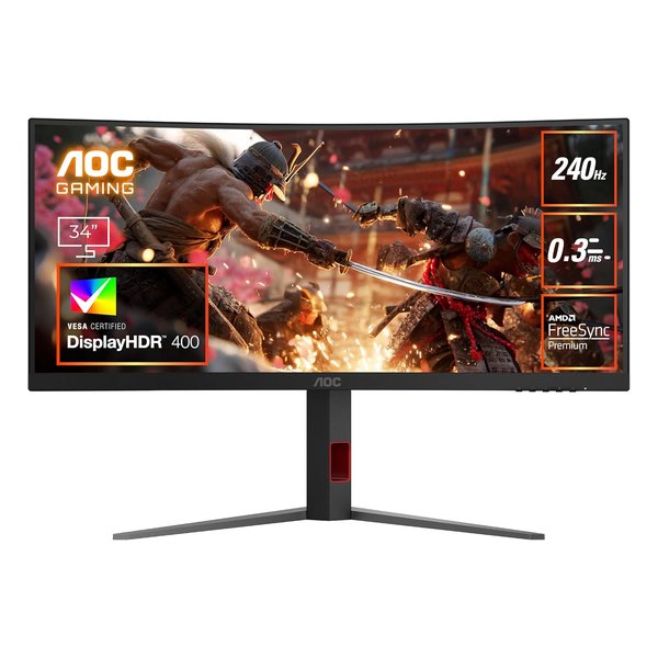 【10日は24時間限定クーポン配布】AOC エーオーシー 34インチ曲面ウルトラワイドゲーミングモニター 240Hz Fast VA CU34G4Z/11 (2676066) 代引不可 送料無料
