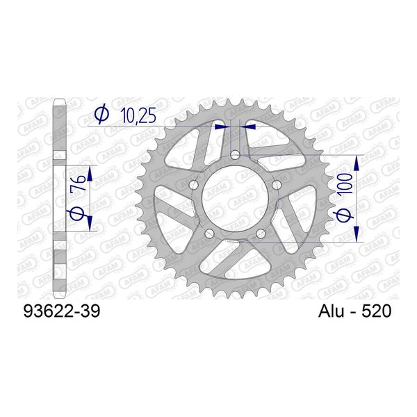 【25日は24時間限定クーポン配布】AFAM(アファム)Rスプロケット アルミ 520-39 93622-39(2638603)代引不可 送料無料|e-zoa SHOP