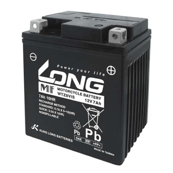 【25日は24時間限定クーポン配布】LONG ロングバッテリー 12V/7Ah 液注入済 WTZ8VIS(2473580)代引不可 送料無料｜e-zoa SHOP