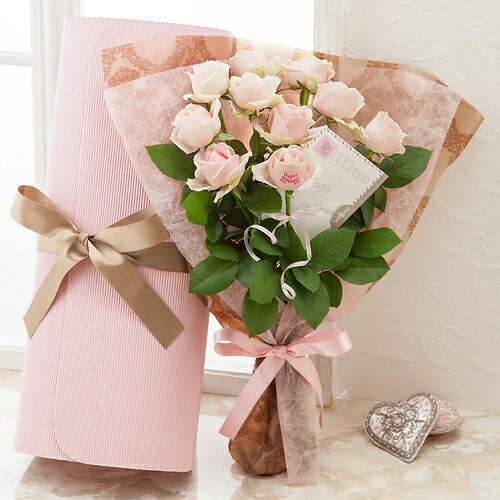 【イイハナ限定】 バラ 花束 10本 誕生日 結婚祝い メッセージ レター・ローズ“Pale PINK” ～バラに気持ちを託して～ 花 ギフト 誕生日プレゼント お祝い 送別会 退職 結婚祝い 卒業 還暦祝い 生花 プレゼント 記念日 ギフト