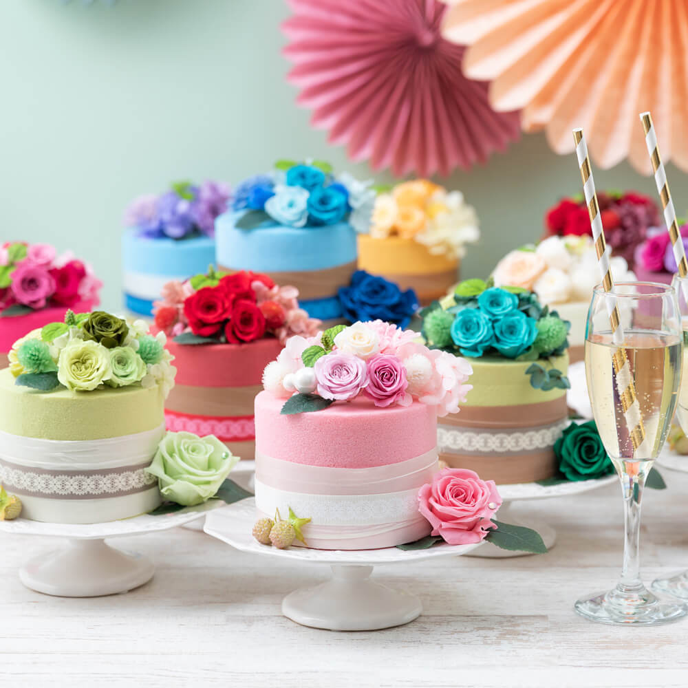 楽天市場 プリザーブドフラワー アニバーサリーフラワーケーキ 8月誕生石 ペリドット フラワー ギフト 花 プレゼント お祝い 記念 贈り物 誕生日 結婚記念 開店祝い 送別会 新築祝い 発表会 ブリザーブド ブリザード プリザード 枯れない 長持ち イイハナ