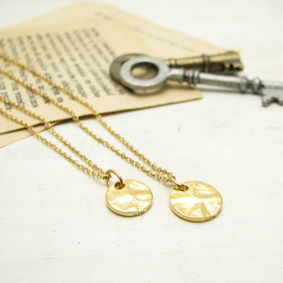 ペアネックレス close to me シルバー サークル ゴールドコート 丸 プレート イエローゴールド リバーシブル SN13-227228｜アクセサリー専科　イーアクセ
