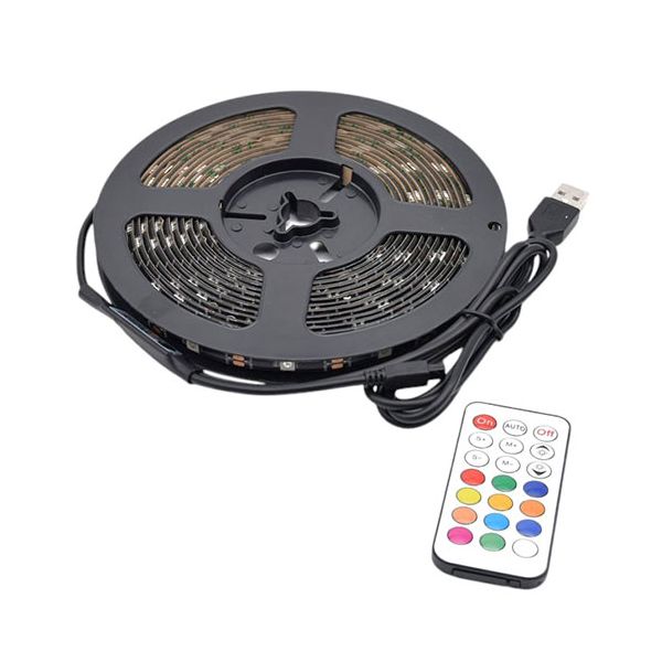 【送料無料】日本トラストテクノロジー USBテープLED 5m 流れる光のイルミネーション RGB リモコン付き TPLED5M-RGBB-R