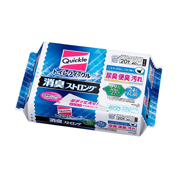 【送料無料】（まとめ） 花王トイレクイックル 消臭ストロング つめかえ用 1パック（20枚） 【×10セット】