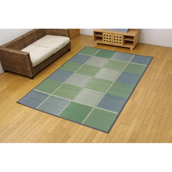 【送料無料】純国産 い草花ござ 『FUBUKI』 グリーン 江戸間4.5畳(約261×261cm)【代引不可】|イーグルアイ店