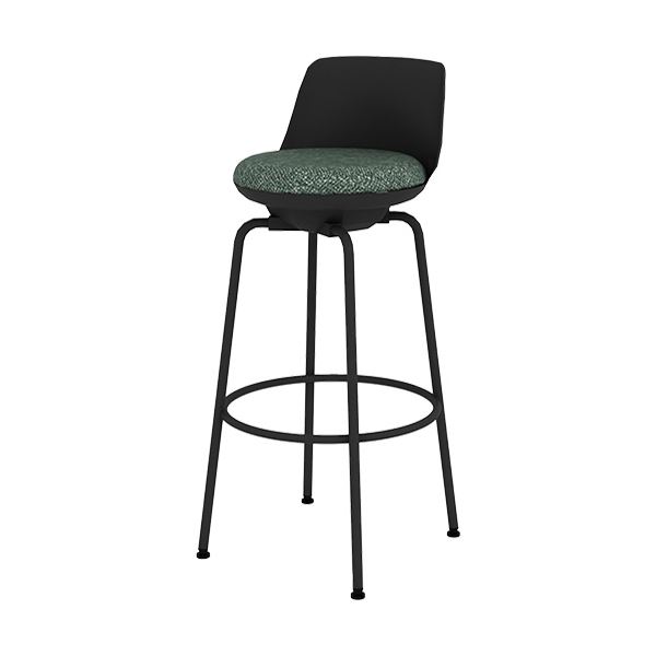 【送料無料】オカムラ ピルエットスチール脚ハイチェア シェル：ブラック インターロック ダークグリーン L122FA-FXW5 1脚｜イーグルアイ店