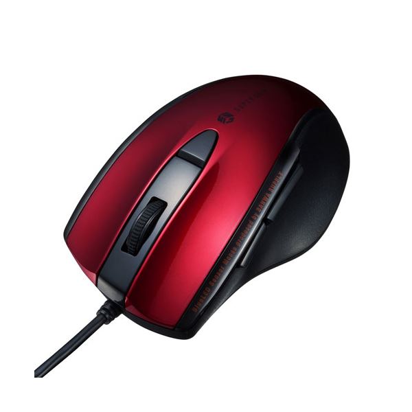 【送料無料】【5個セット】 サンワサプライ 静音有線ブルーLEDマウス(5ボタン) レッド MA-BL168RX5
