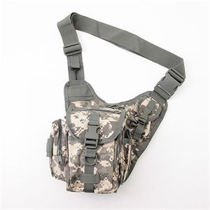 【送料無料】ボディーバッグ カバン ACU カモ 迷彩 ナイロンキャンバス生地 裏防水加工 8ポケット 防水 ショルダー ボディバッグ
