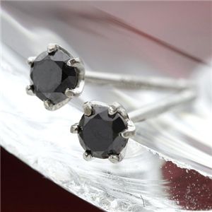 【送料無料】K18WG ブラックダイヤモンドピアス