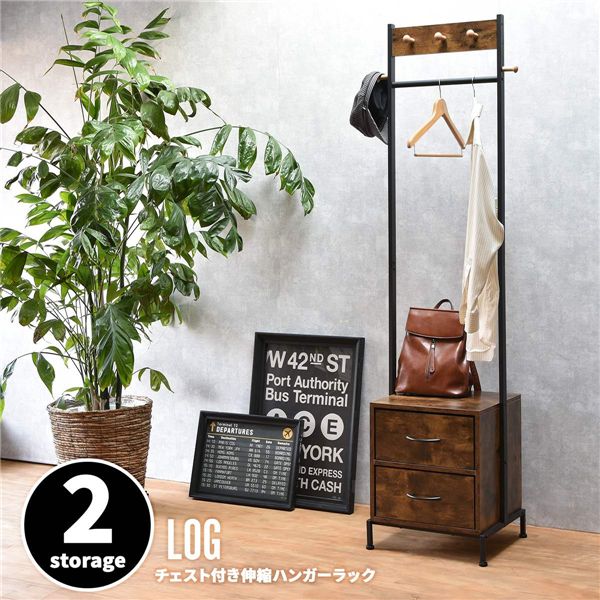 【送料無料】ハンガー引出し2個付き【ブラウン】 組立品【代引不可】