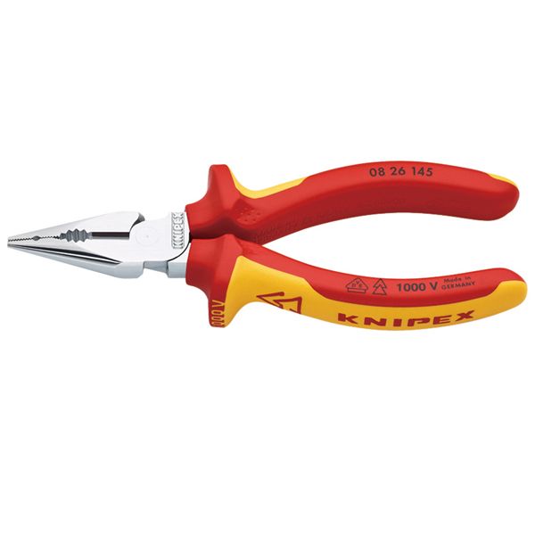 【送料無料】KNIPEX クニペックス 1000V絶縁 ニードルノーズペンチ 全長145mm 0826-145 工具 ツール DIY 作業工具