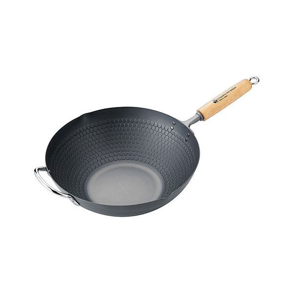 【送料無料】よこやま 燕熟の技 窒化加工いため鍋33cm 槌目入 向かい手付 窒化加工でさびにくい鉄製いため鍋 CTT-1501