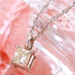 【送料無料】純プラチナ プリンセスカットダイヤモンドペンダント/ネックレス 計0.15アップCT