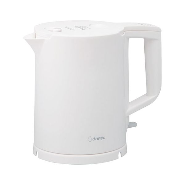 【送料無料】DRETEC 電気ケトル ピタポット 0.8L 15×22.5×20cm こぼれにくい転倒時湯漏れ防止構造 C7135014