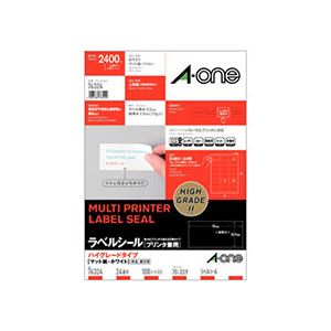 【送料無料】エーワン ラベルシール(プリンター兼用) ハイグレードタイプ マット紙・ホワイト A4 24面 70×33.9mm 上下余白付 76324 1冊(100シート)