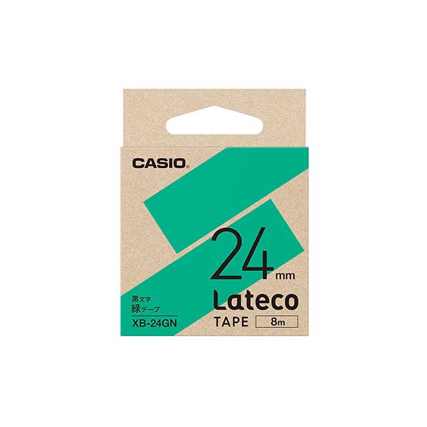 【送料無料】【5個セット】 カシオ計算機 Lateco専用詰替用テープ/緑に黒文字/24mm XB-24GNX5
