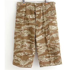 【送料無料】アメリカ軍 BDU クロップド カーゴパンツ 迷彩服 Sサイズ デザート タイガー 7分丈 リップストップ レプリカ ミリタリーパンツ